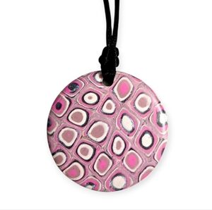 Modern Pendant On Silk Cord, Artisan Crafted MOKUME GANE pendant